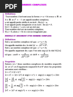 Cours de Nombre Complexe T2025 25 Août 2024