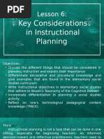 Considerations in Instructional Planning