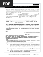 Central OBC NCL Certificate Format Railway