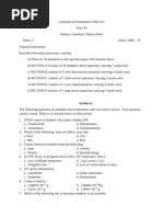 SQP Class Xi Chemistry Half Yearly