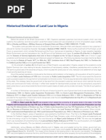 Historical Evolution of Land Law in Nigeria