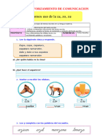 Ficha de Reforzamiento Comunicacion - Hacemos Uso de Za Zo Zu