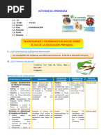 D4 A1 Sesion Com. Planificamos y Escribimos Un Afiche Sobre El Dia de La Educación Primaria.