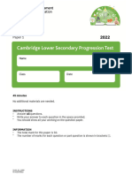 Cambridge Lower Secondary Progression Test 2022 Paper 1 (My Marking Scheme) PDF