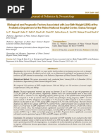 Etiological and Prognostic Factors Associated With Low Birth Weight LBW at The Pediatrics Department of The Pikine National Hospit