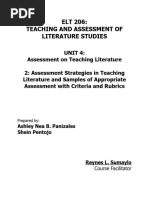 Unit 4 Assessment Strategies in Teaching Literature Panizales Pentojo 1