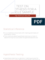 Test On Hypothesis For A Single Sample