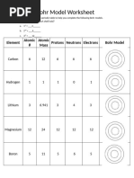 Bohr Model + Lewis Dot Worksheet