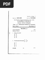 Mathematical Methods For Economics