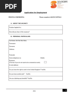 Seva Care Job Application Form