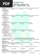 Tiếng Anh 9 Friends Plus - Unit 1 - Practice Test 2 KEY