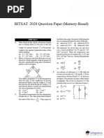 BITSAT 2020 Question Paper