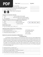 English Pre-Test (SAT) Unit 8 - Grade 3