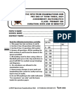 p.6 Maths Pre Eot Three 2024 - 020349