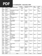 Cronograma Missas Matriz 2024 - Novembro