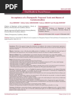 Acceptance of A Therapeutic Proposal Tools and Means of Communication