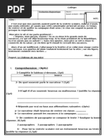 Evaluation Diagnostique N° 1 1ère Année Collégiale 2021