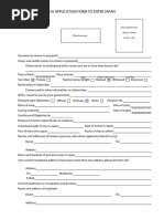 Visa Application Form To Enter Japan: Single