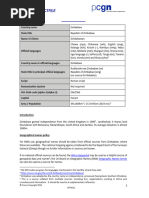 Zimbabwe Toponymic Factfile