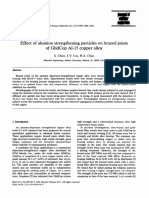 Effect of Alumina Strengthening Particles On Brazed Joints of Glidcop Al-15 Copper Alloy