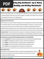 One Week of Reading and Writing Worksheets "Two Thanksgiving Day Gentlemen" by O. Henry