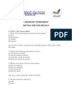 Chemistry Worksheet Metals and Non-Metals: A. Tick The Correct Option