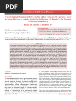 Parasitological Assessment of Selected Edible Fruits and Vegetables Sold at Some Markets in Lokoja North Central Region of Nigeria