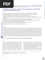 Feasibility of A Multifaceted Nutrition Risk Screening Tool For Mental Health Settings The Nutrimental Screener