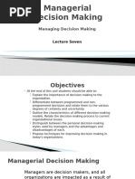 Unit 7 - Managerial Decision Making