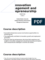 Innovation Management and Entrepreneurshipp