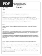 India Size and Location Worksheet