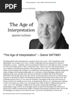 "The Age of Interpretation" - Gianni VATTIMO - Portal E.M. Cioran Brasil ??