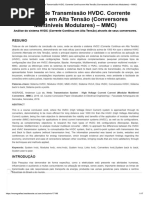 Sistema de Transmissão HVDC. Corrente Contínua em Alta Tensão (Conversores Multiníveis Modulares) - MMC)