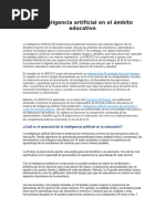 La Inteligencia Artificial en El Ámbito Educativo