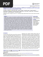 Humoral and Cellular Immune Response To AZD1222 /covishield and BV152/Covaxin COVID-19 Vaccines Among Adults in India