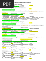 Answer Key To Multiple Choice 4