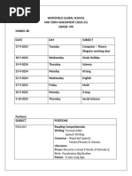 Grade 8 Midterm Exam Datesheet and Portions 2024-25