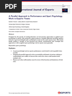 A Parallel Approach To Performance and Sport Psychology Work in Esports Teams