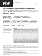 The International Olympic Committee Framework On Fairness, Inclusion and Nondiscrimination On The Basis of Gender Identity and Sex Variations Does Not Protect Fairness For Female Athletes