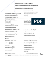 Formula Sheet For The ACT