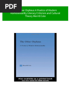 (FREE PDF Sample) The Other Orpheus A Poetics of Modern Homosexuality Literary Criticism and Cultural Theory Merrill Cole Ebooks