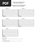 Score Sheet Volleyball