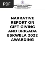 3narrative Report On Gift Giving and Brigada Eskwela 2022 Awarding