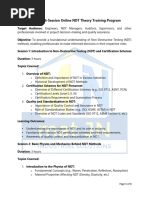 Curriculum For A 6-Session Online NDT Theory Training Program