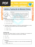 Adición y Sustracción de Números Enteros para Sexto de Primaria