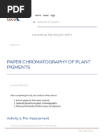 Paper Chromatography of Plant Pigments Lab Manual