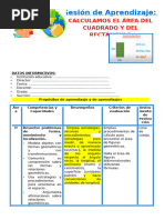 Mat 4° Sesión Día 2 Mat Calculamos El Área Del Cuadrado y Del Rectángulo