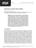 Ammonia As Fuel For Gas Turbine