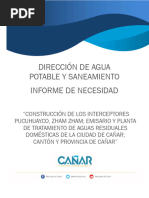 Dirección de Agua Potable Y Saneamiento Informe de Necesidad