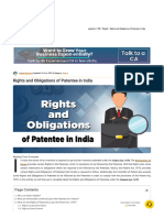 Rights and Obligations of Patentee in India